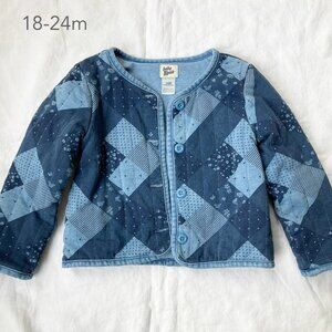 🪴5/$30 Baby B'Gosh 18-24 Months Quilted Patchwork Blue Denim Bomber Jacket